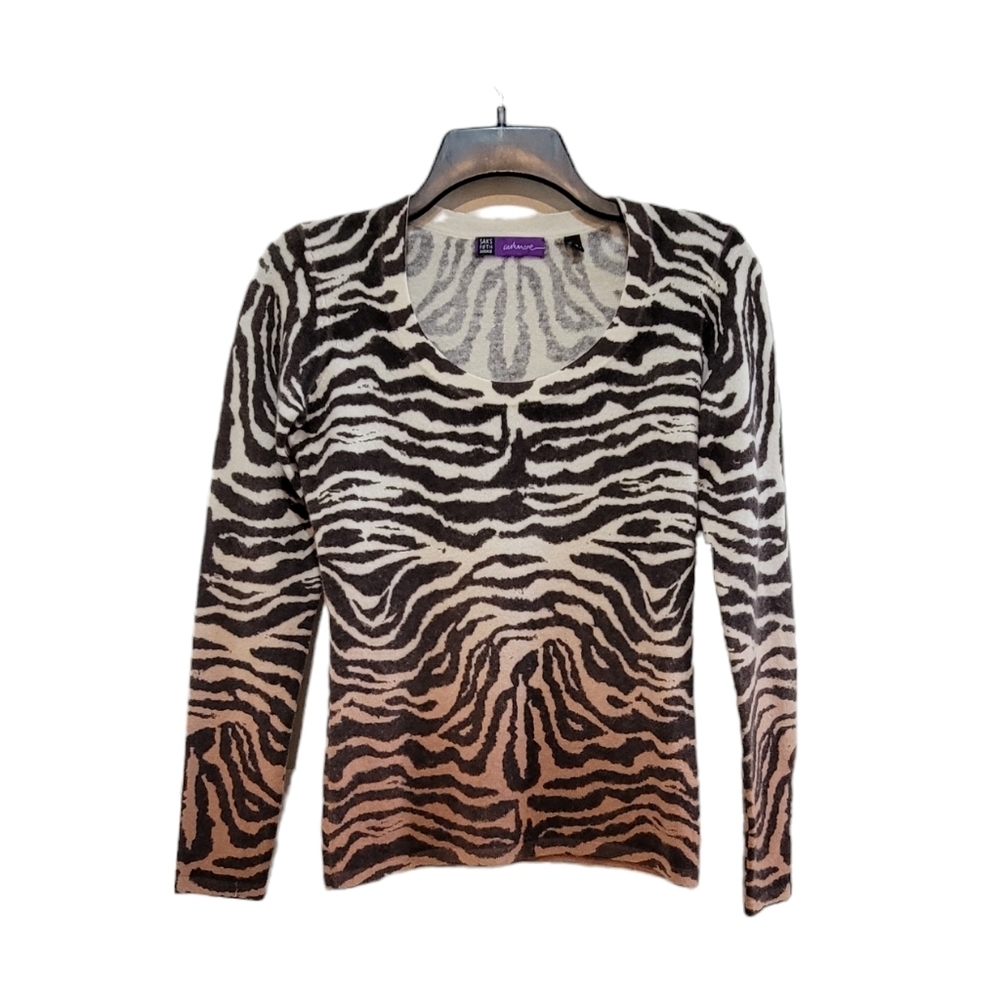 Saks Fifth Avenue‎ Zebra Ombre 100% Cashmere Sweater Women's XS
